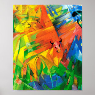 Poster Animais em uma paisagem por Franz Marc