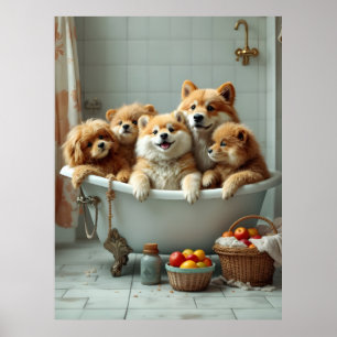Poster Animais engraçados na banheira