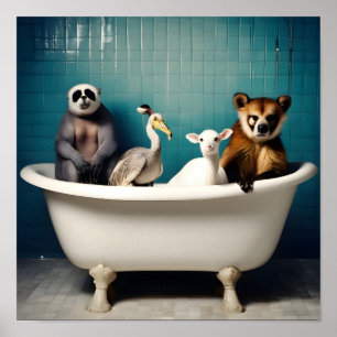 Poster Animais engraçados no banheiro