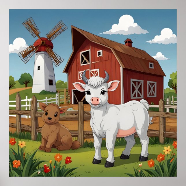 Poster animais fofos DA FAZENDA (Frente)