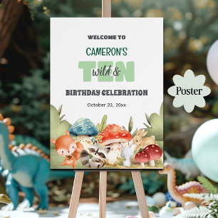 Poster Animais Fofos da Floresta Aniversário de 10 anos B