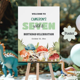 Poster Animais Fofos da Floresta Aniversário de 7 anos Be