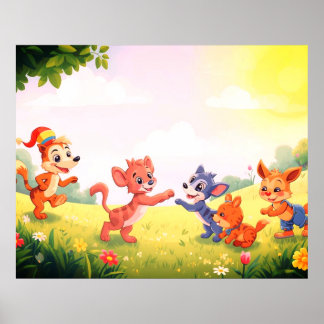 Poster Animais Fofos e Peludos para a Parede dos Seus Peq
