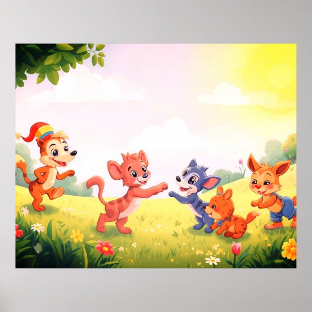 Poster Animais Fofos e Peludos para a Parede dos Seus Peq (Frente)