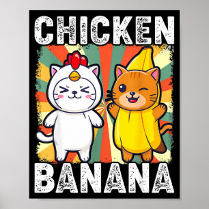 Poster Animais Fofos Em Fantasias De Frango E Banana Kawa