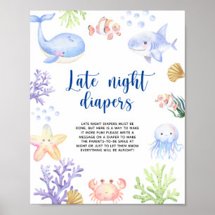 Poster Animais marinhos em aquarela - Fraldas de madrugad