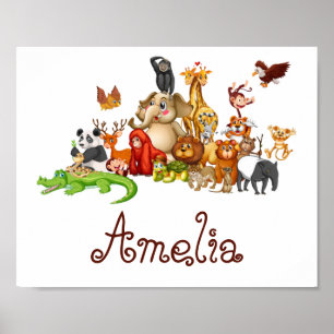Poster Animais personalizados para crianças