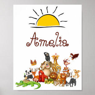 Poster Animais personalizados para crianças  