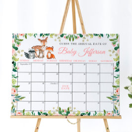 Poster Animais & Rosa Vermelho Calendário de Data Prováve