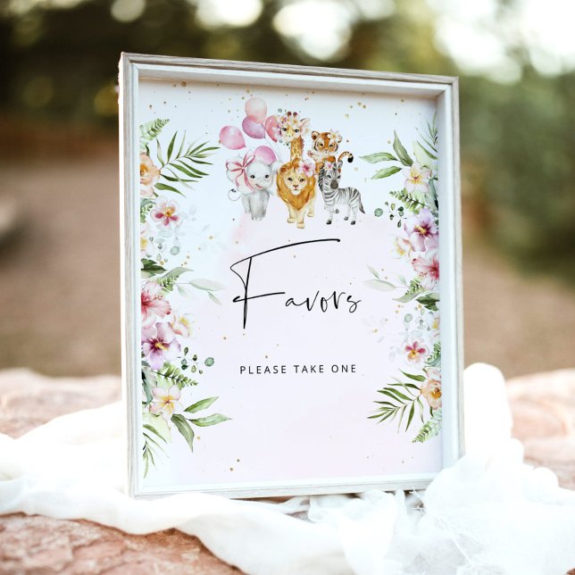 Poster Animais Safari Floral chá de fraldas (Criador carregado)