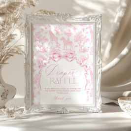 Poster Animais Safari, Toile de Jouy - Fralda rosa