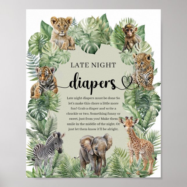Poster Animais Safari Tropical Late Night Game (Frente)