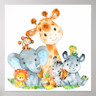 Poster Animais Selvagem Safari Cótaro Azul