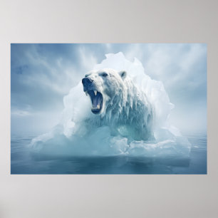 Poster Animais Selvagens De Ursos Polares Arte Colorida
