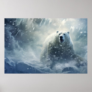 Poster Animais Selvagens De Ursos Polares Arte Colorida