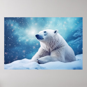 Poster Animais Selvagens De Ursos Polares Arte Colorida