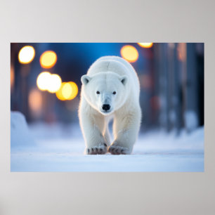 Poster Animais Selvagens De Ursos Polares Na Rua