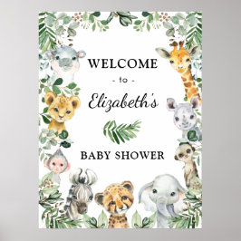 Poster Animais Selvagens Safari Bebê Bem-vindo à Vegetaçã