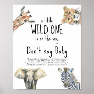 Poster Animais selvagens Safari - Não diga bebê