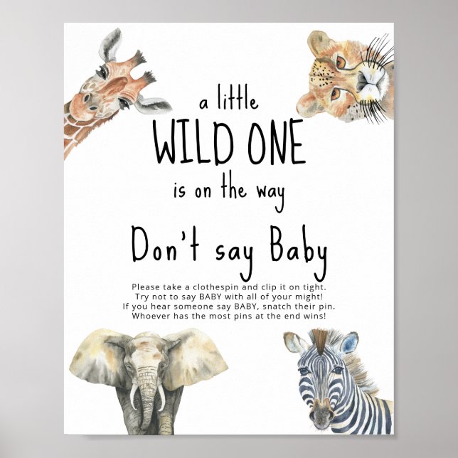 Poster Animais selvagens Safari - Não diga bebê (Frente)