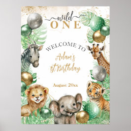 Poster Animais Selvagens Safari primeiro aniversario Balã