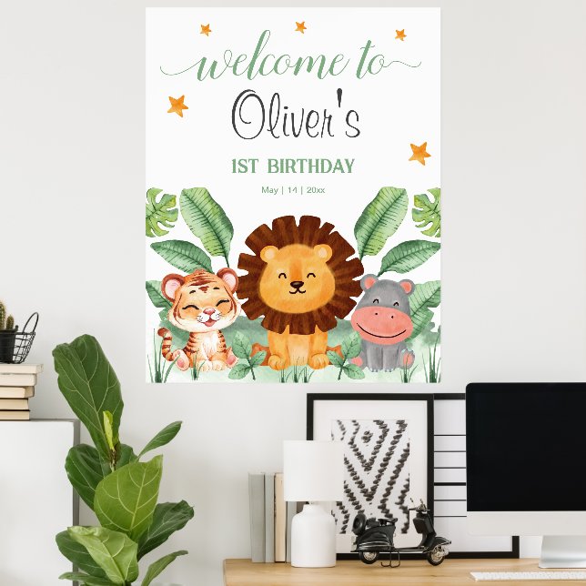 Poster Animais Selvagens Selvagens Animais Tropicais Aniv (Escritório em casa)