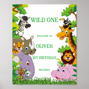 Poster Animais Selvagens Uma Selva Selvagem - Safari Verd