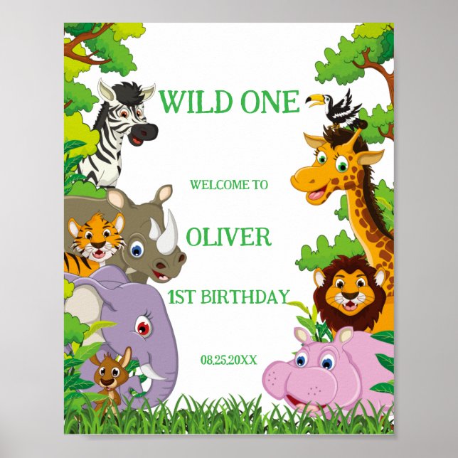 Poster Animais Selvagens Uma Selva Selvagem - Safari Verd (Frente)