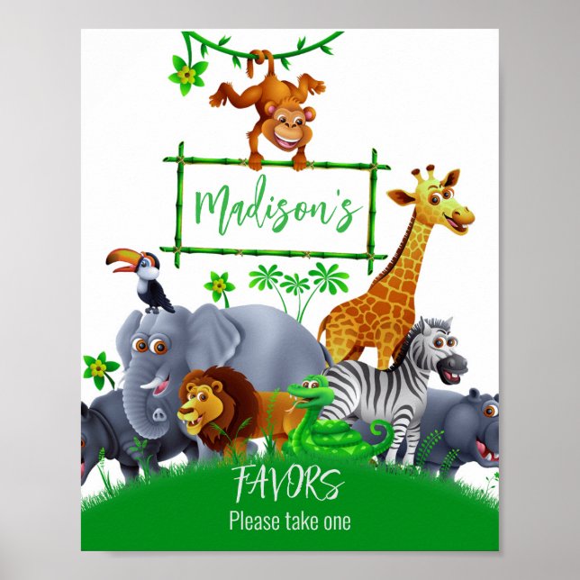 Poster Animais Selvagens Uma Selva verde safari inverno (Frente)