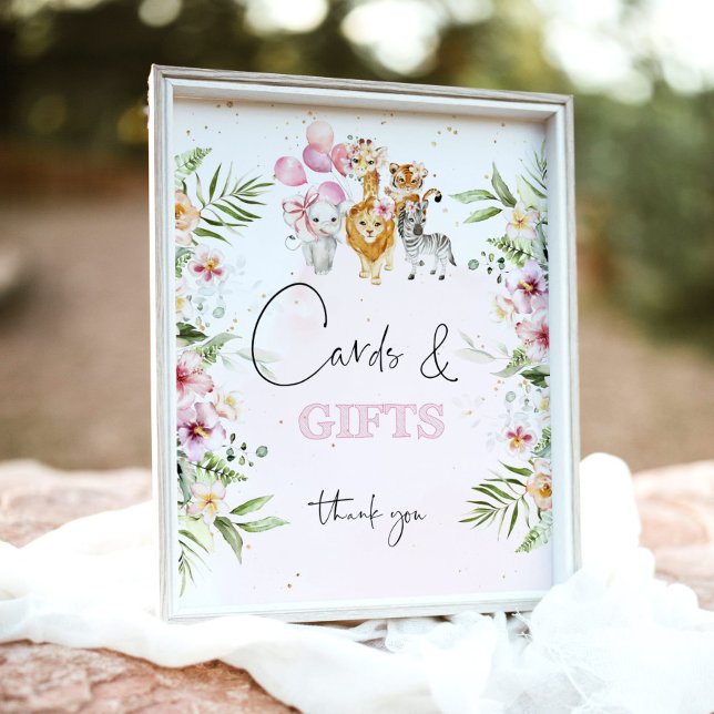 Poster Animais tropicais de safari floral Cartões e prese (Criador carregado)