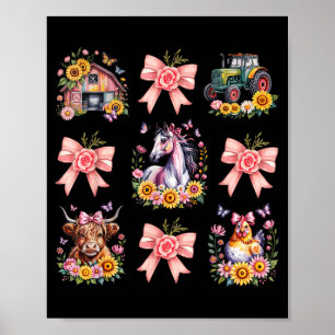 Poster Animais Vaca Galinha Cavalo Trator Flor Fazenda Mu