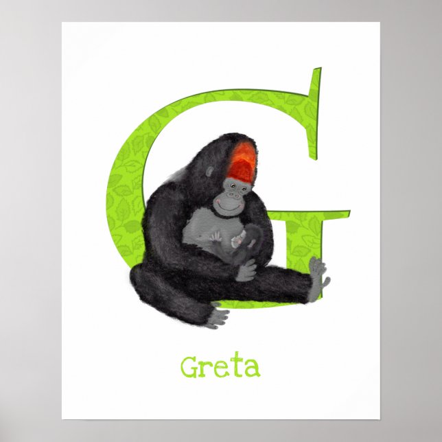 Poster Animal ABC G é de gorila estampa (Frente)