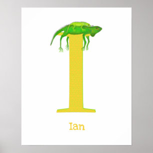Poster Animal ABC I is for iguana print