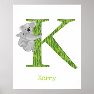 Poster Animal ABC K is for koala print