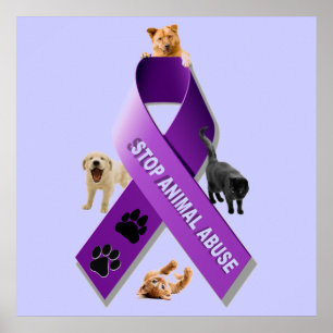 Pôster Animal Abuse Awareness Ribbon (Stop Animal Abuse)