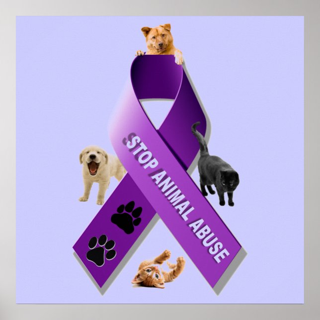 Pôster Animal Abuse Awareness Ribbon (Stop Animal Abuse) (Frente)