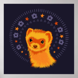 Poster Animal adorável de cabeça de furão