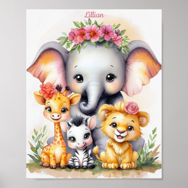 Poster Animal da marinha Safari elegante (Frente)