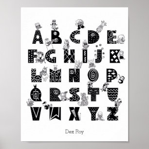 Poster Animals And Actions Alphabet Educational Nursery
