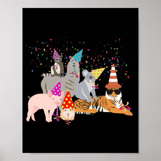 Poster Animals Partying Cute Animals Having A Party  (Frente)