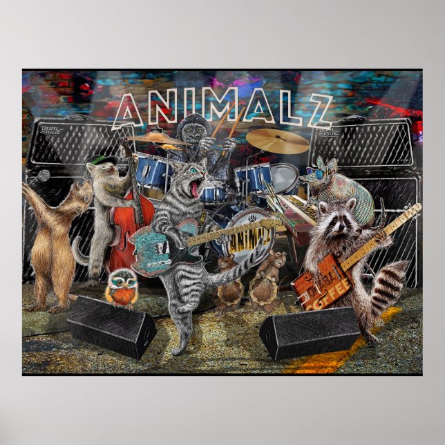 Poster Animalz Live! Animais com instrumentos musicais (Frente)
