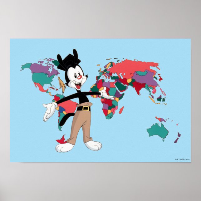 Poster Animaniacs | Gráfico do Mapa Mundial de Yakko (Frente)