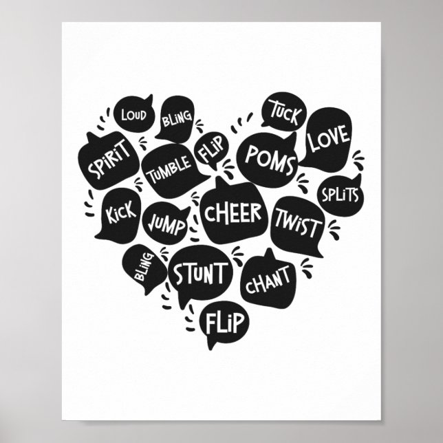 Poster Animar Torcida Coração Nuvem de Palavras Tuck Amor (Frente)