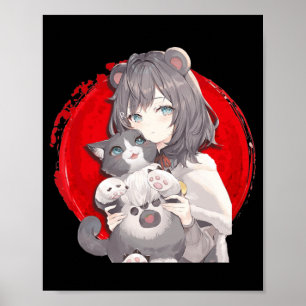 Poster Anime and Cats Lover Japonês Manga kawaii Otaku G