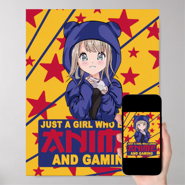 Poster Menina de Gato de Anime Bonita