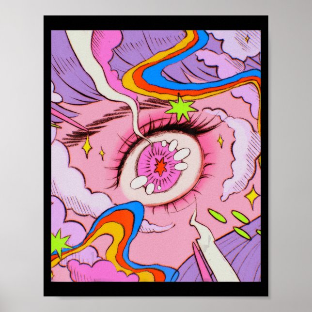 Poster Anime Eyes Pastel Kawaii Egirl Japonês estético (Frente)