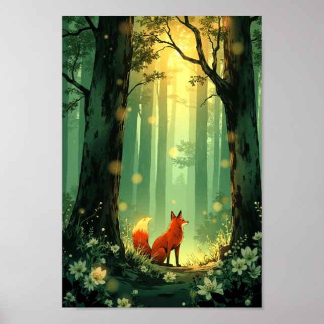 Poster Anime Fox Spirit Forest Wall Art (Frente)