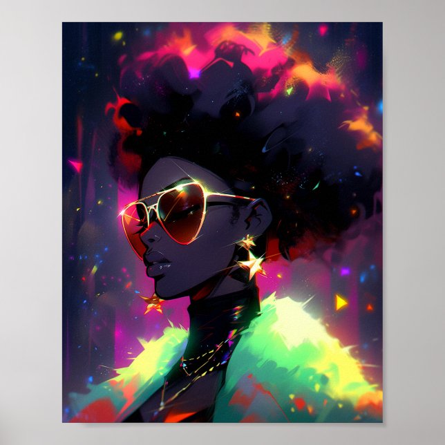 Poster Anime Girl African American Art (Frente)