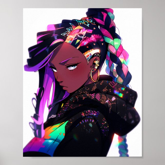 Poster Anime Girl African American Art (Frente)