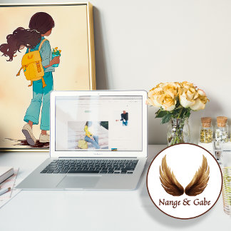 Poster Anime Girl com mochila amarela e flores